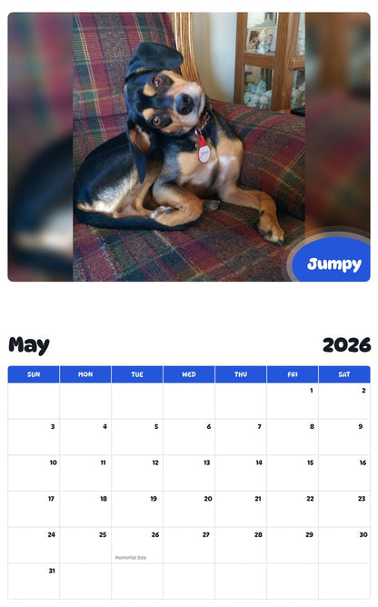 2026 - 2027 Jumpy - Pawidols Pet Calendar