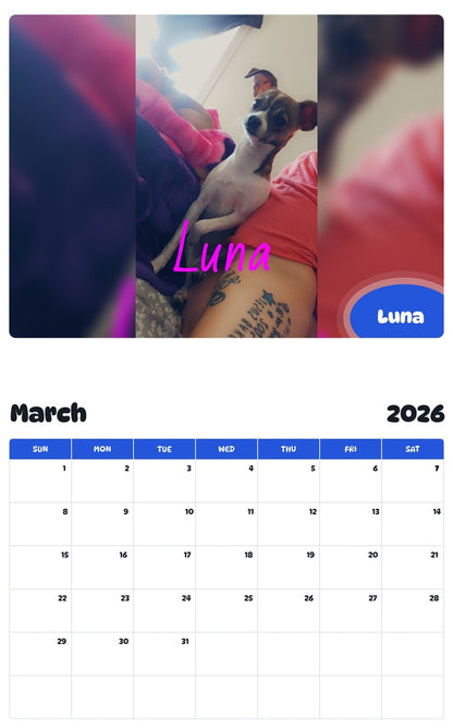 November 2025 - October 2026 Luna - Pawidols Pet Calendar