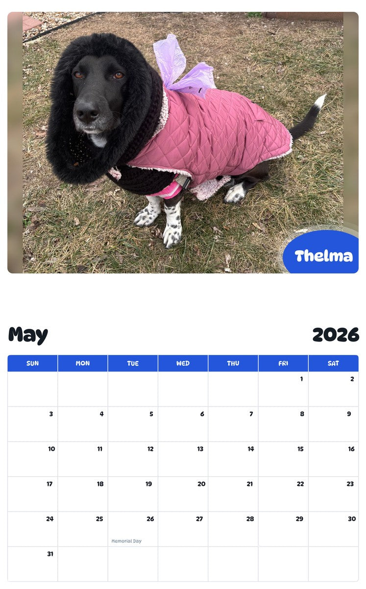 2026 - 2027 Thelma - Pawidols Pet Calendar