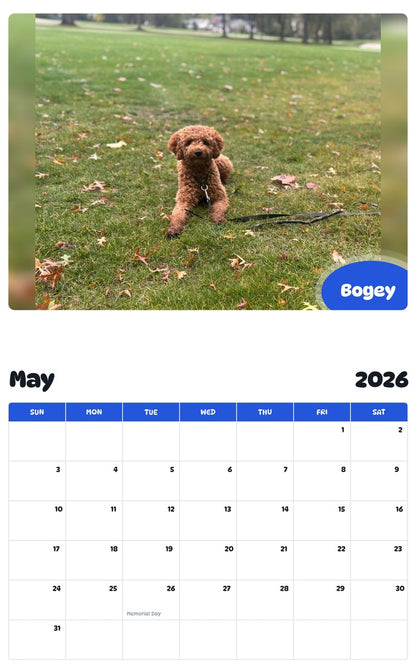 2026 - 2027 Bogey - Pawidols Pet Calendar