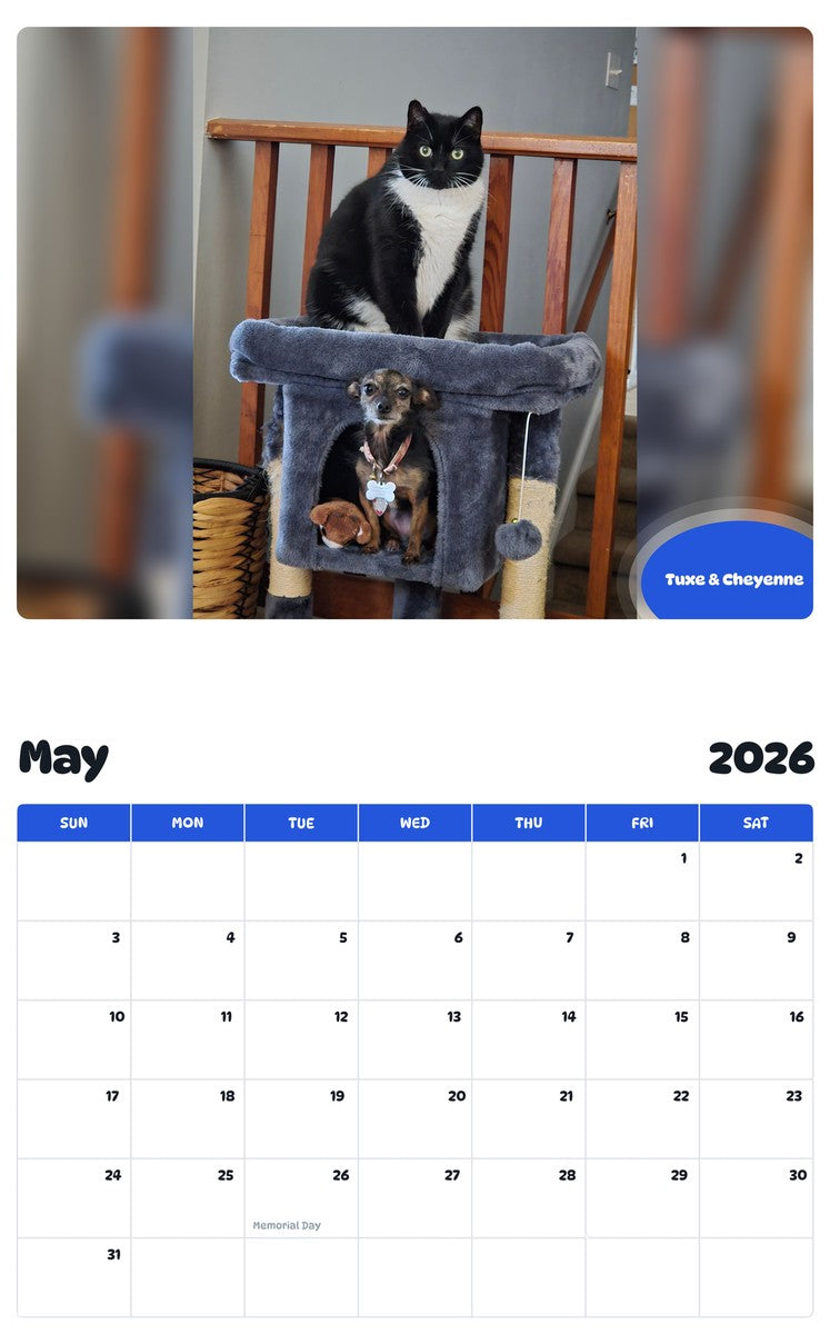 2026 - 2027 Tuxe & Cheyenne - Pawidols Pet Calendar