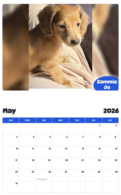 2026 - 2027 Sammie Jo - Pawidols Pet Calendar