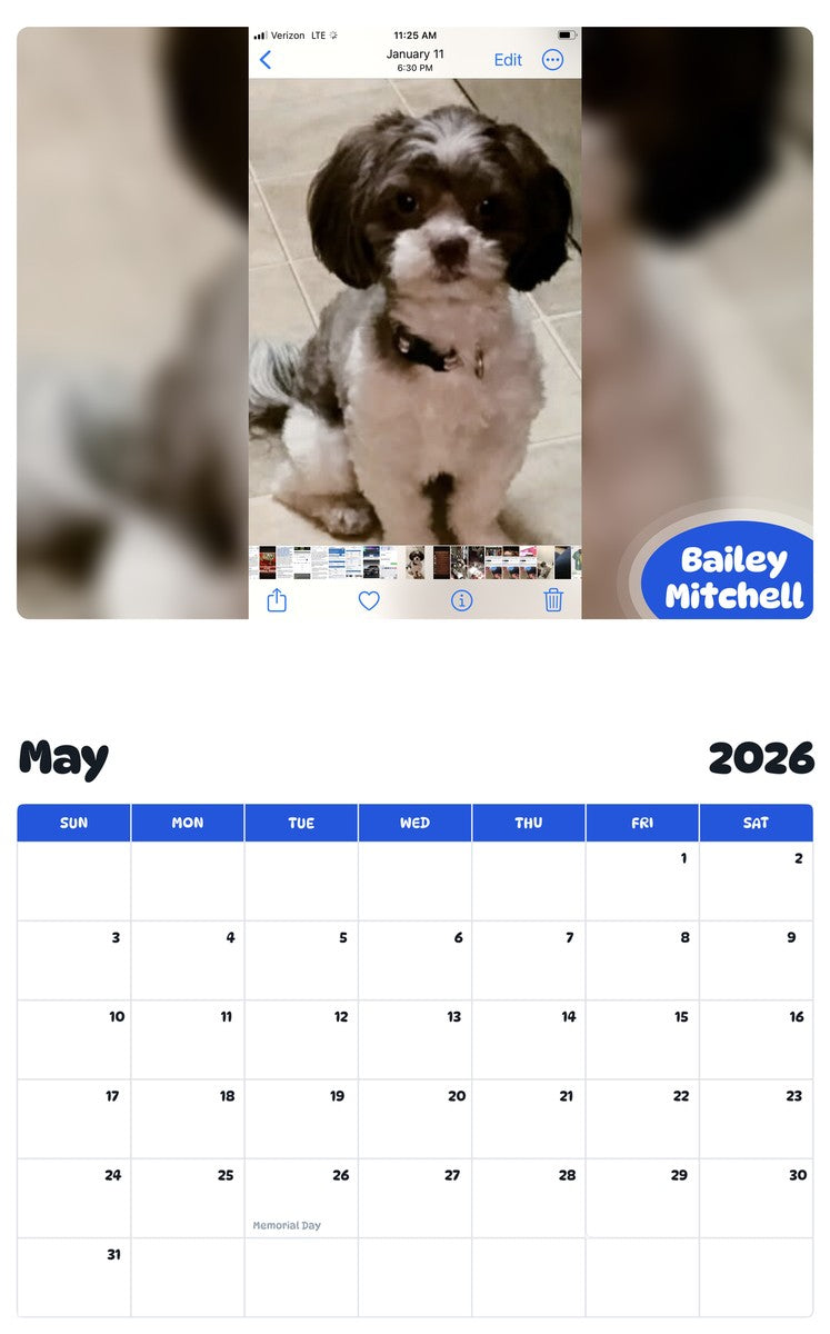 2026 - 2027 Bailey Mitchell - Pawidols Pet Calendar