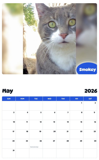 2026 - 2027 Smokey - Pawidols Pet Calendar