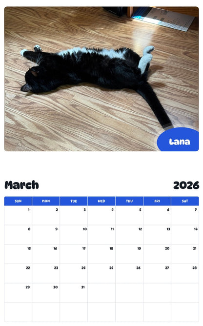 November 2025 - October 2026 Lana - Pawidols Pet Calendar