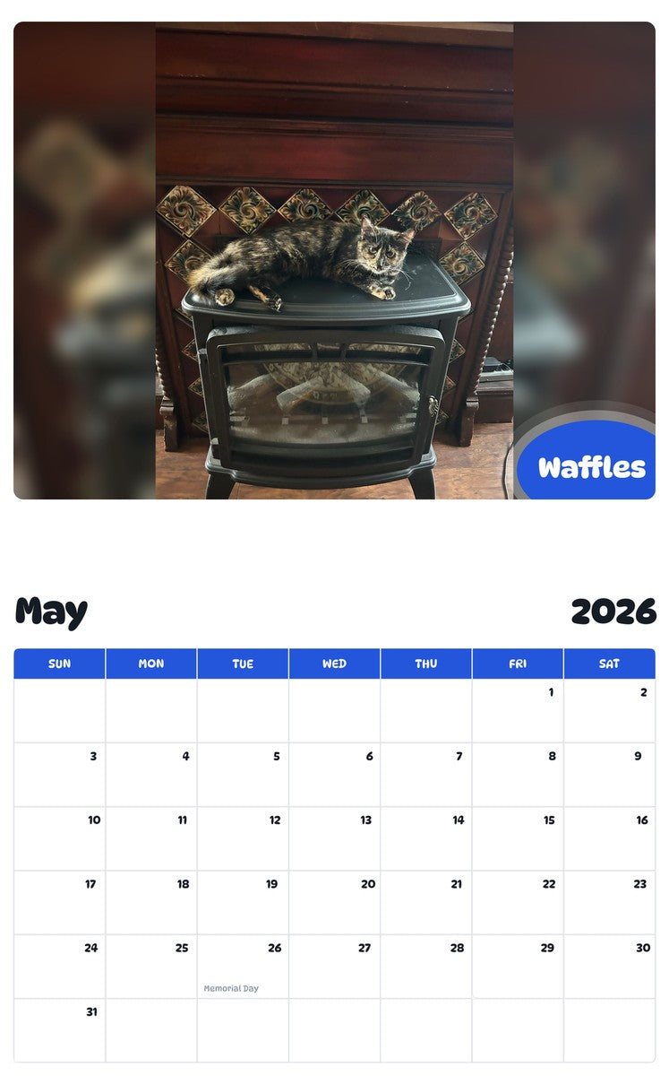 2026 - 2027 Waffles - Pawidols Pet Calendar
