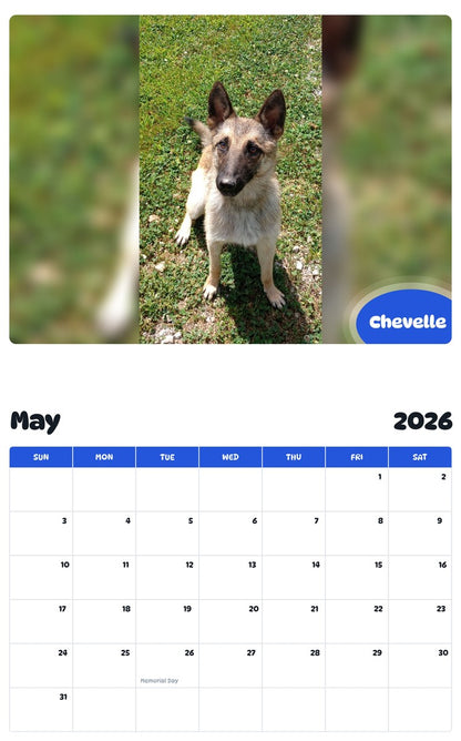 2026 - 2027 Chevelle - Pawidols Pet Calendar