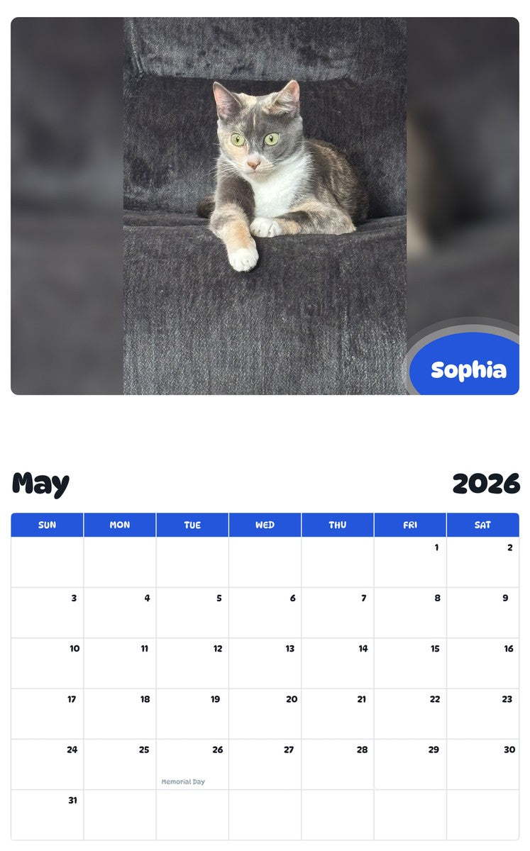 2026 - 2027 Sophia - Pawidols Pet Calendar