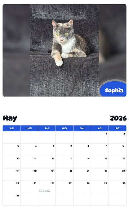 2026 - 2027 Sophia - Pawidols Pet Calendar