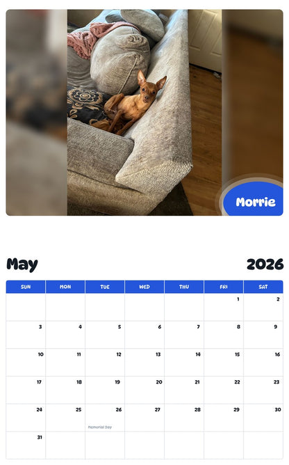 2026 - 2027 Morrie - Pawidols Pet Calendar