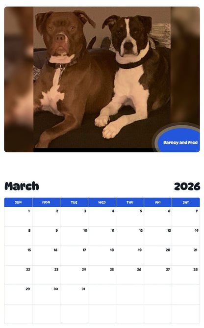 November 2025 - October 2026 Barney and Fred - Pawidols Pet Calendar