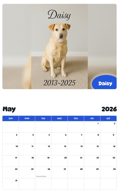 2026 - 2027 Daisy - Pawidols Pet Calendar