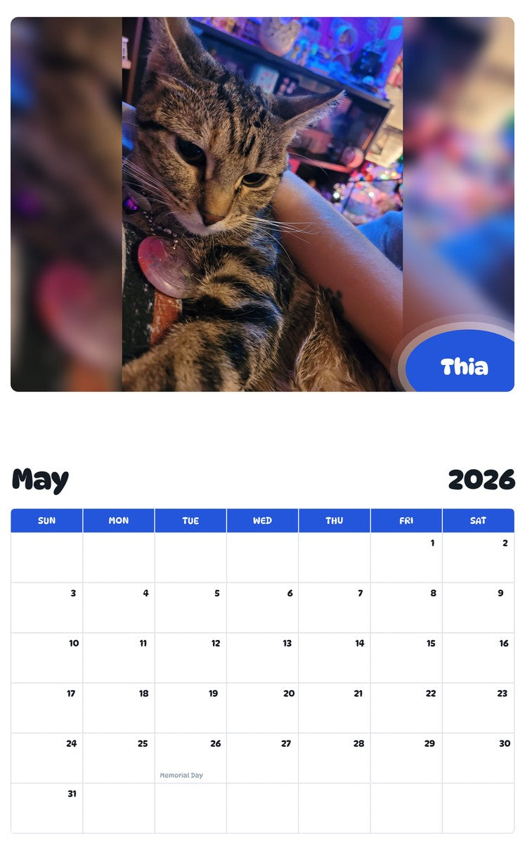 2026 - 2027 Thia - Pawidols Pet Calendar