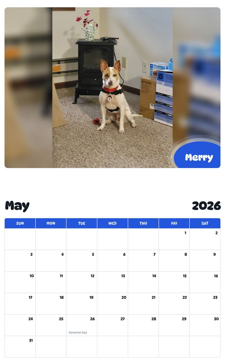 2026 - 2027 Merry - Pawidols Pet Calendar