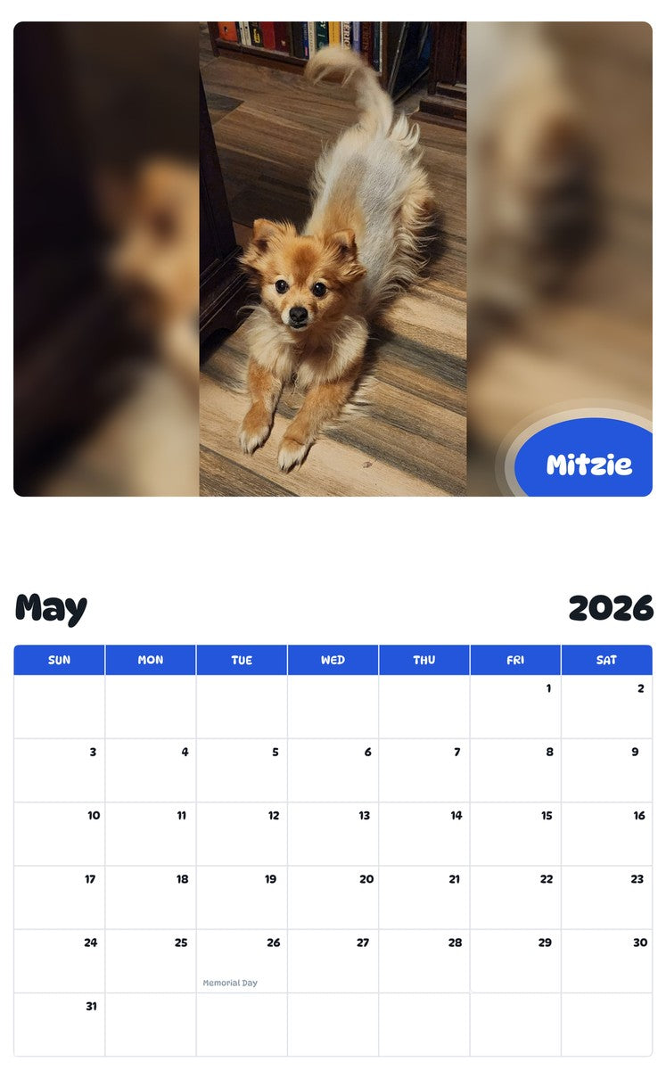2026 - 2027 Mitzie - Pawidols Pet Calendar