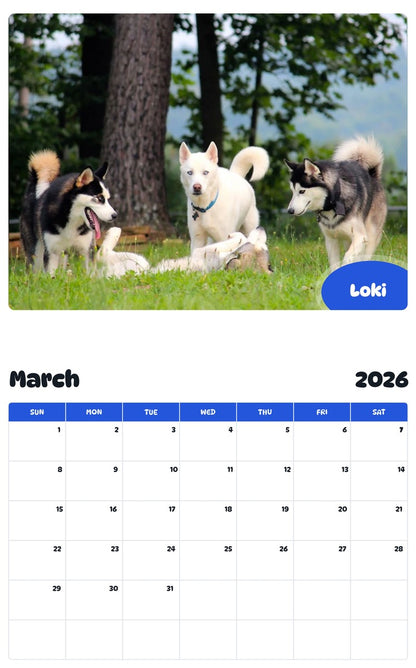November 2025 - October 2026 Loki - Pawidols Pet Calendar