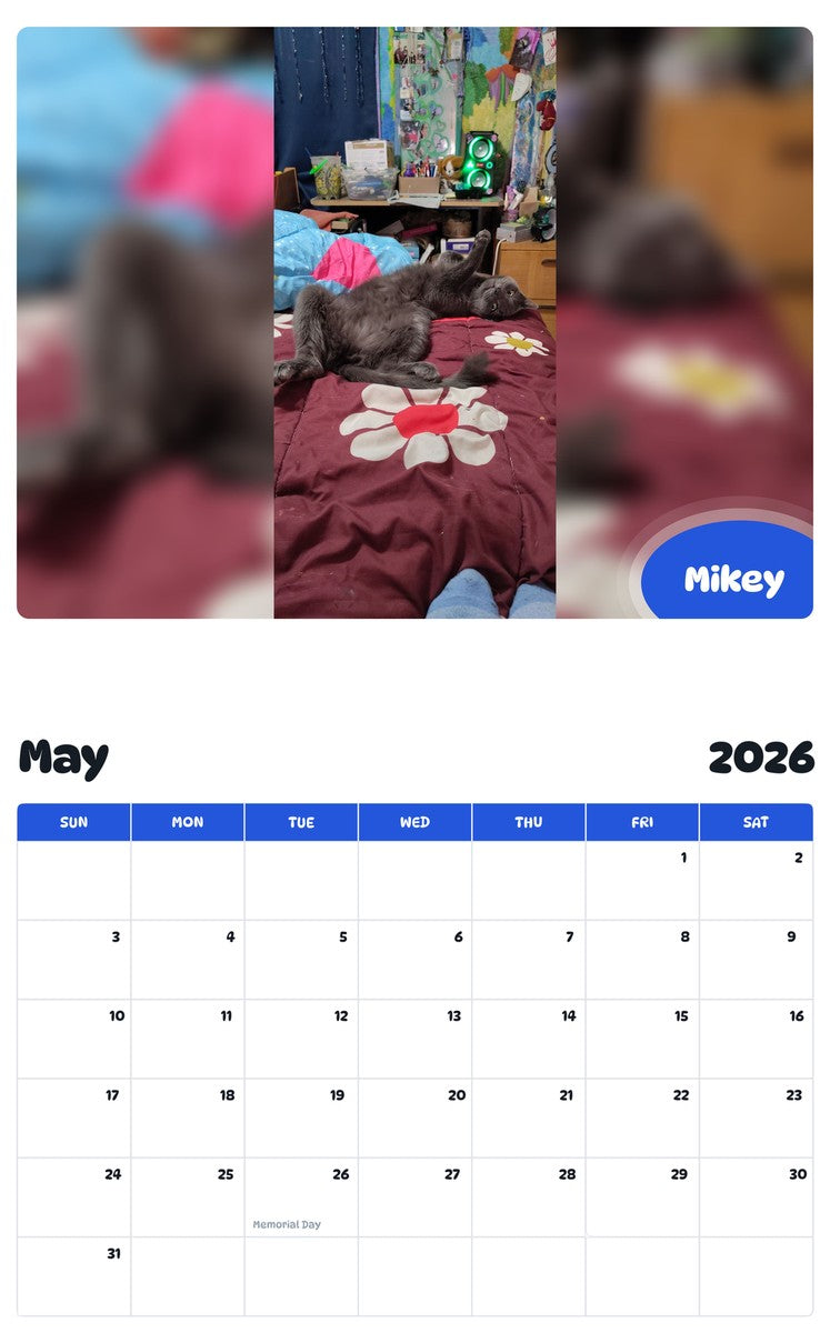 2026 - 2027 Mikey - Pawidols Pet Calendar
