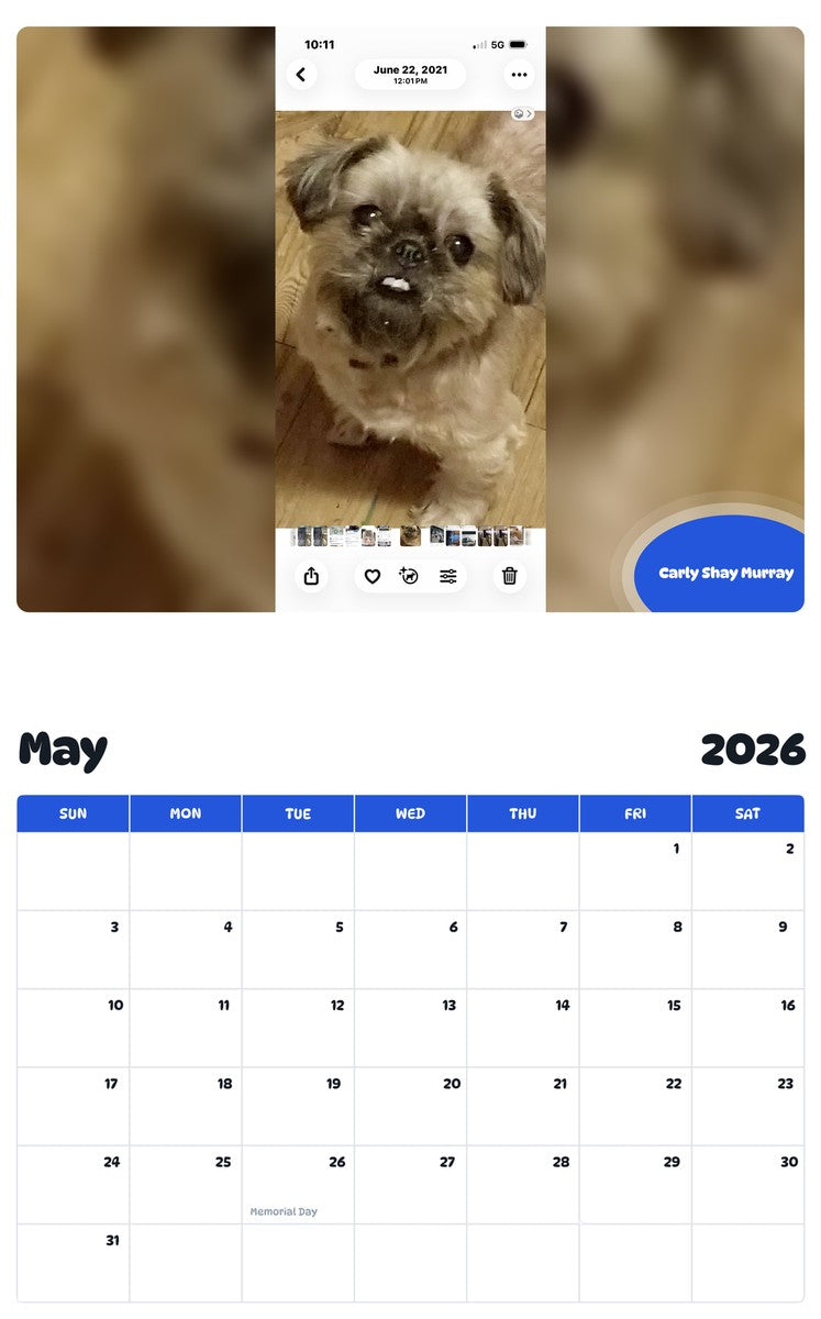 2026 - 2027 Carly Shay Murray - Pawidols Pet Calendar