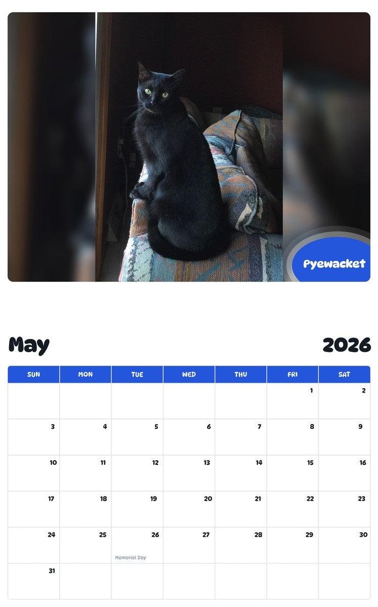 2026 - 2027 Pyewacket - Pawidols Pet Calendar