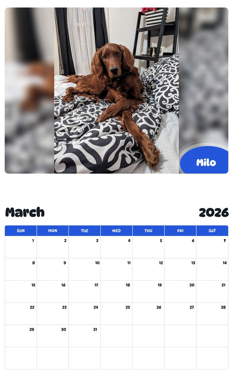 November 2025 - October 2026 Milo - Pawidols Pet Calendar