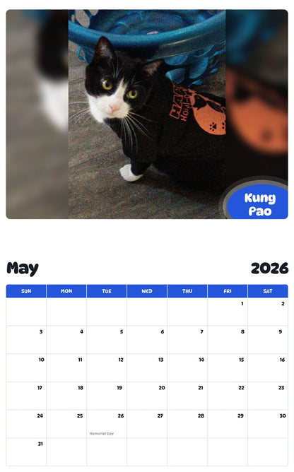 2026 - 2027 Kung Pao - Pawidols Pet Calendar