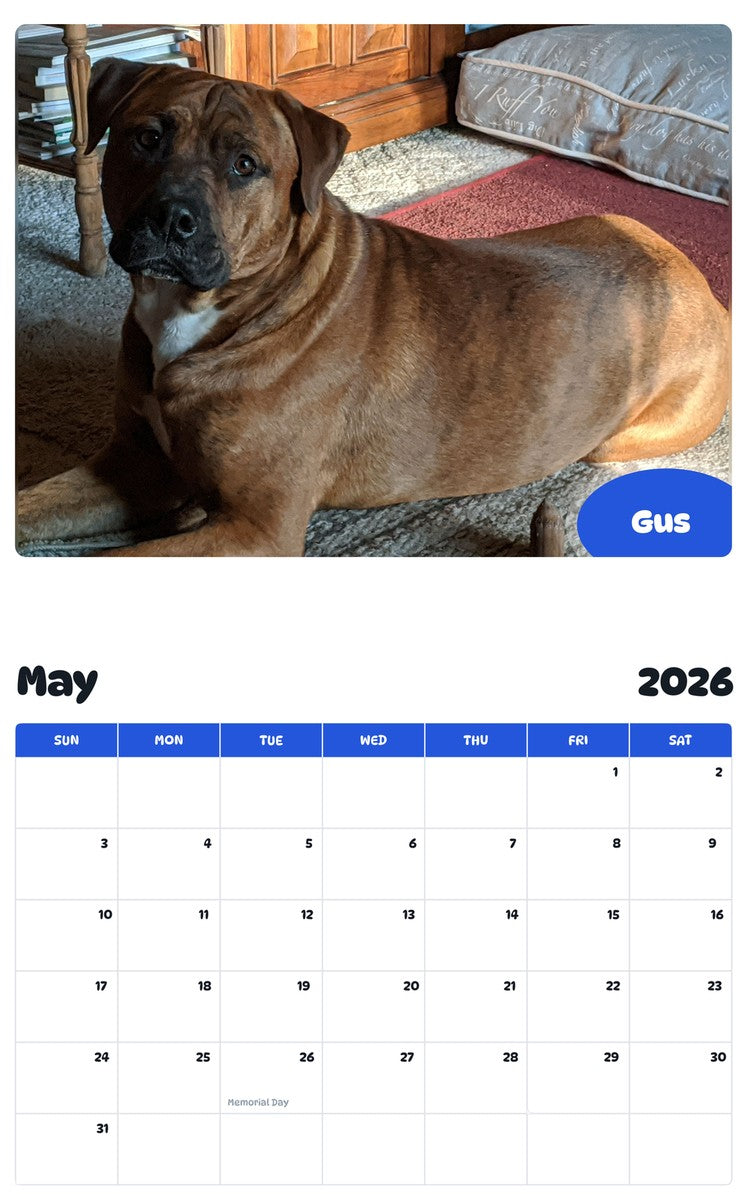 2026 - 2027 Gus - Pawidols Pet Calendar