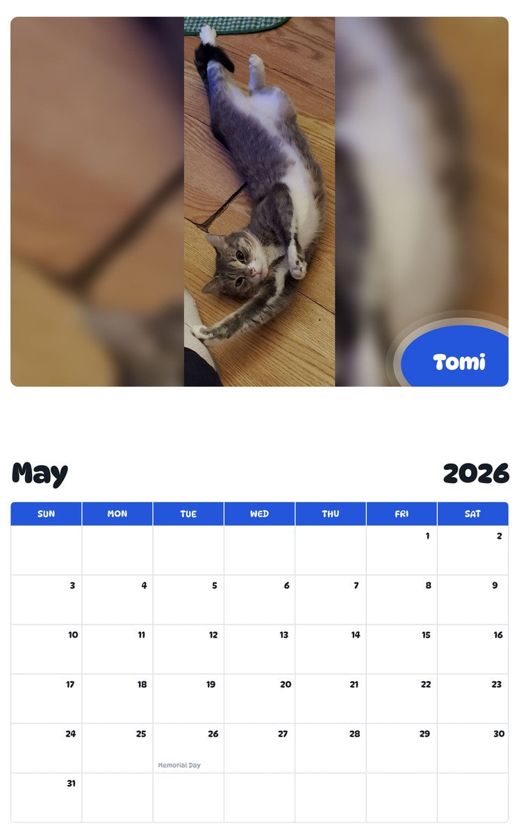 2026 - 2027 Tomi - Pawidols Pet Calendar