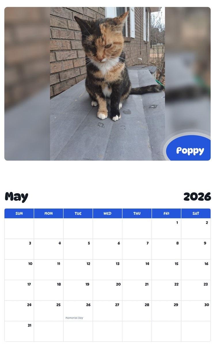 2026 - 2027 Poppy - Pawidols Pet Calendar