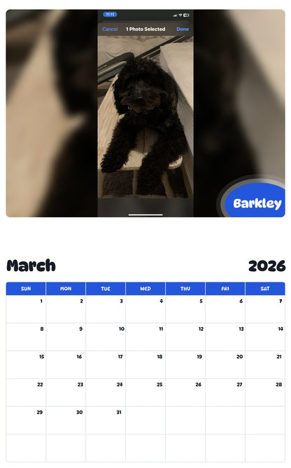 November 2025 - October 2026 Barkley - Pawidols Pet Calendar