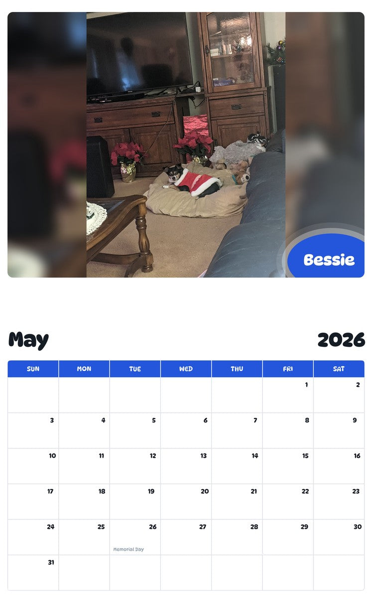 2026 - 2027 Bessie - Pawidols Pet Calendar