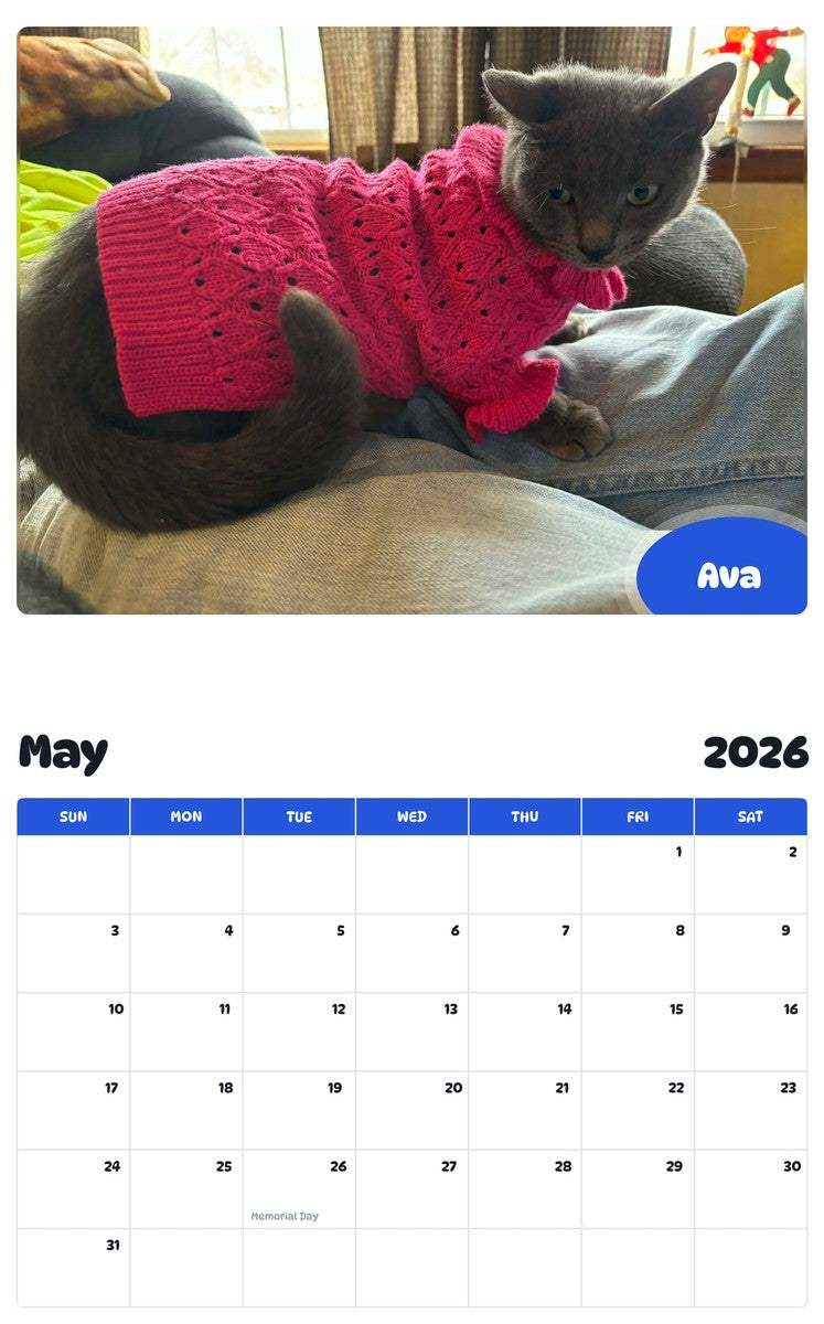 2026 - 2027 Ava - Pawidols Pet Calendar