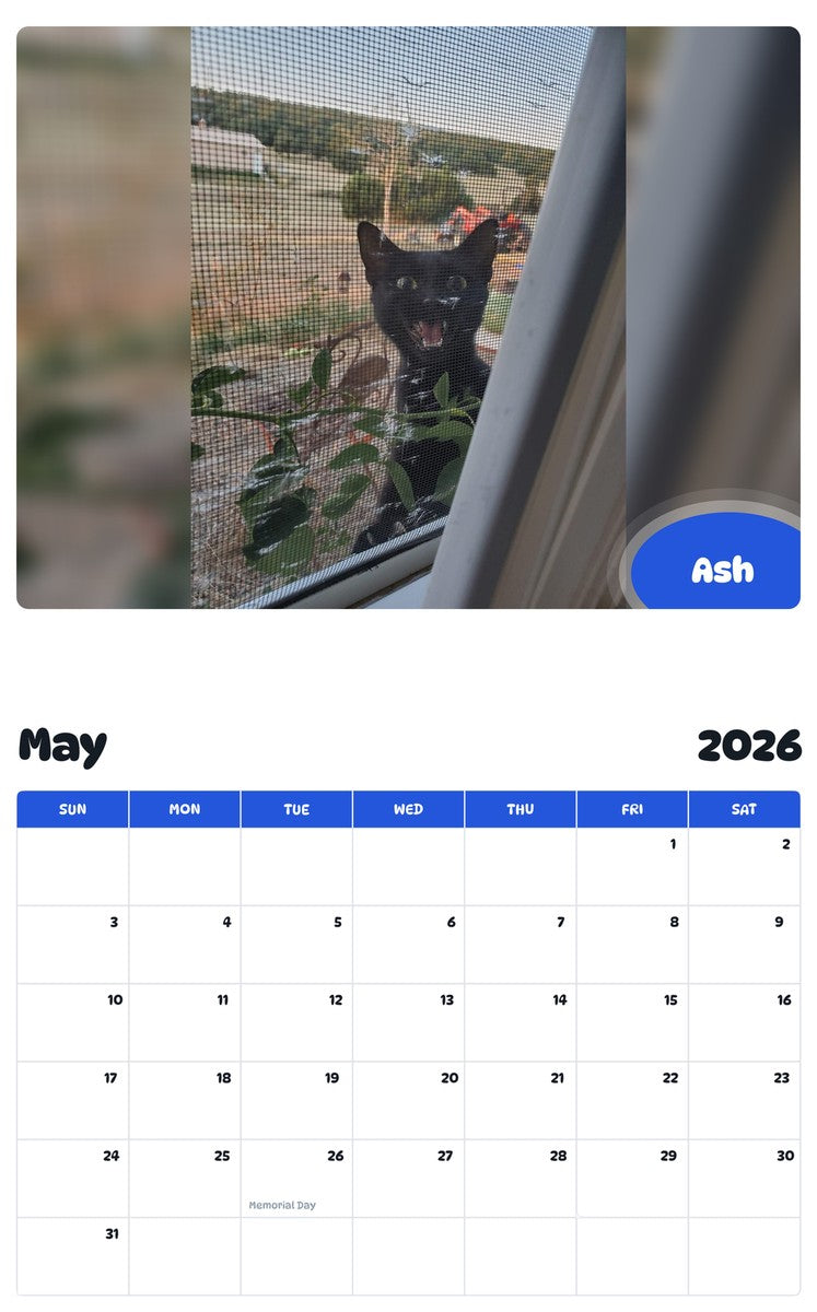 2026 - 2027 Ash - Pawidols Pet Calendar