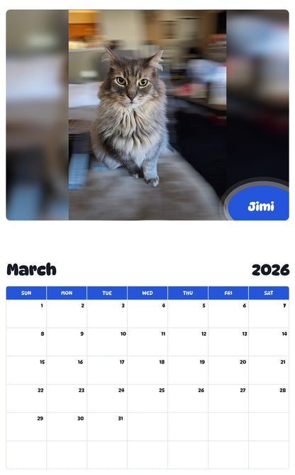 November 2025 - October 2026 Jimi - Pawidols Pet Calendar