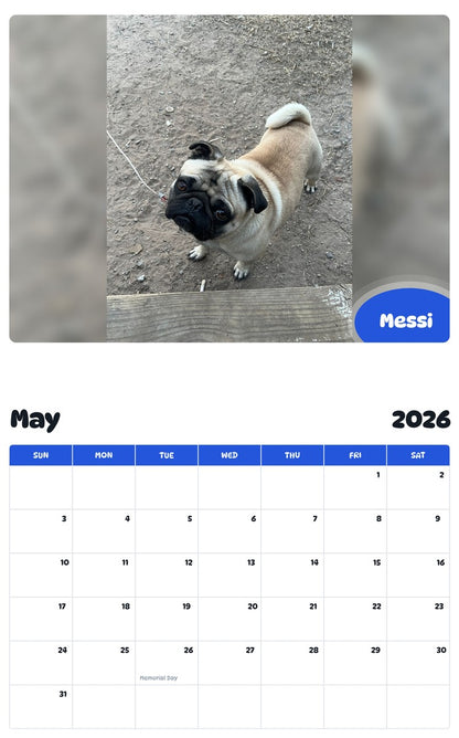 2026 - 2027 Messi - Pawidols Pet Calendar