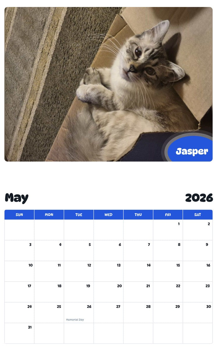 2026 - 2027 Jasper - Pawidols Pet Calendar