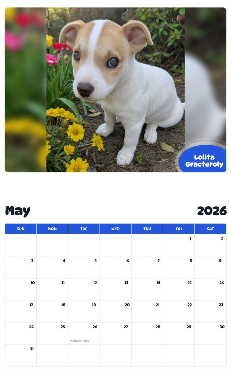 2026 - 2027 Lolita Gracteroly - Pawidols Pet Calendar