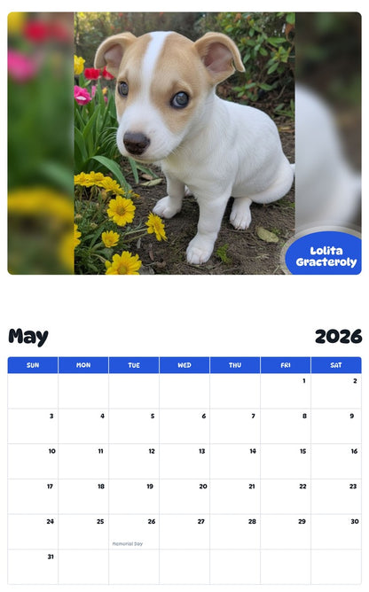 2026 - 2027 Lolita Gracteroly - Pawidols Pet Calendar