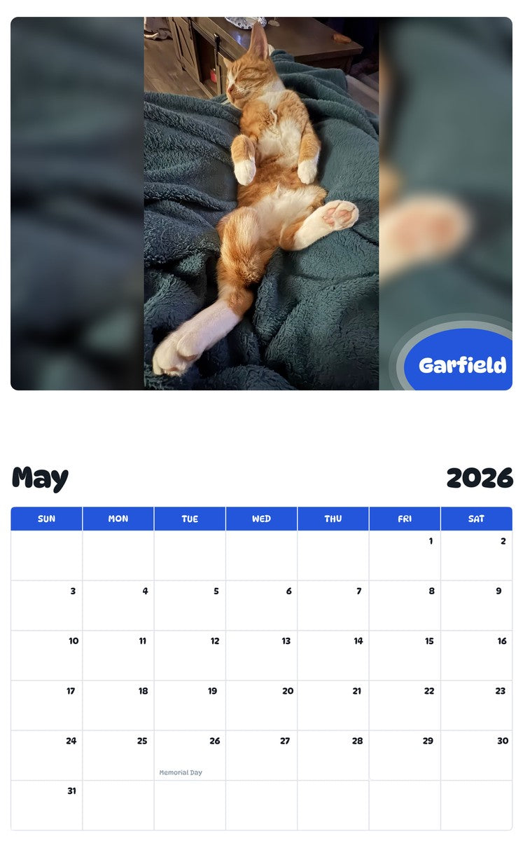 2026 - 2027 Garfield - Pawidols Pet Calendar