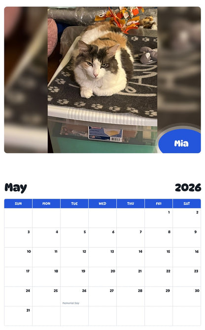 2026 - 2027 Mia - Pawidols Pet Calendar