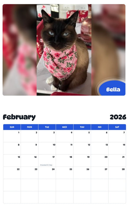 October 2025 - September 2026 Bella - Pawidols Pet Calendar