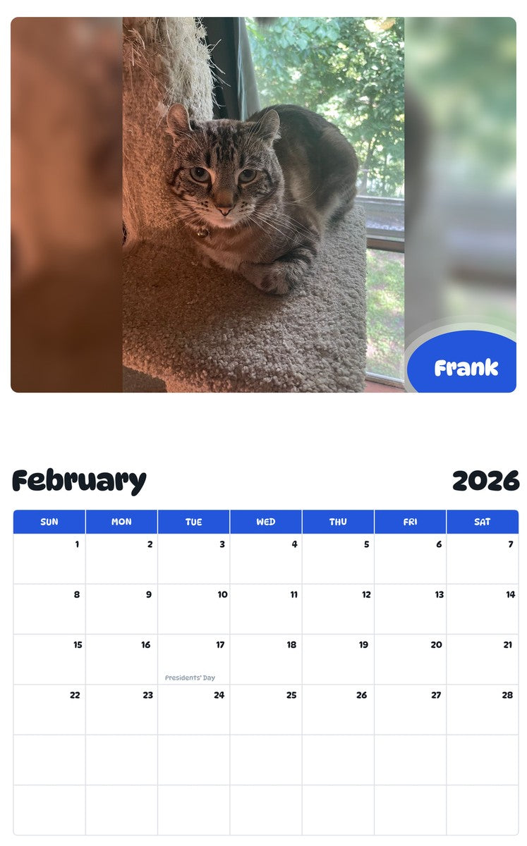 October 2025 - September 2026 Frank - Pawidols Pet Calendar
