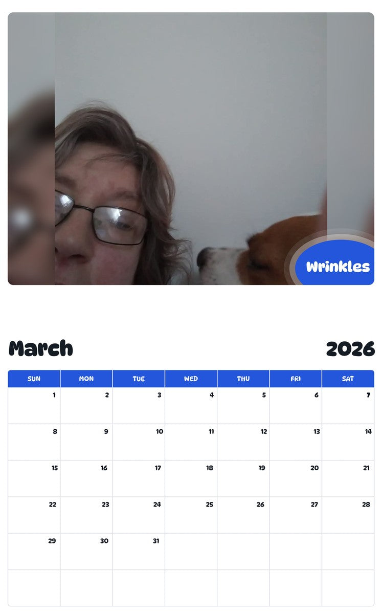 November 2025 - October 2026 Wrinkles - Pawidols Pet Calendar