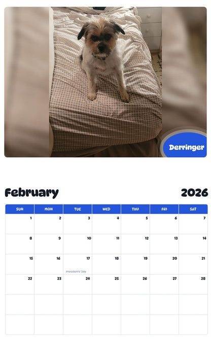 October 2025 - September 2026 Derringer - Pawidols Pet Calendar