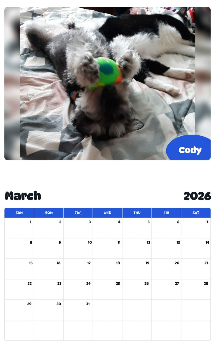 November 2025 - October 2026 Cody - Pawidols Pet Calendar
