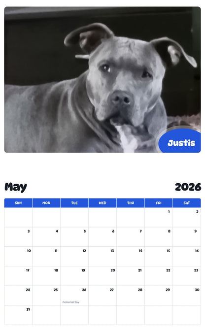 2026 - 2027 Justis - Pawidols Pet Calendar