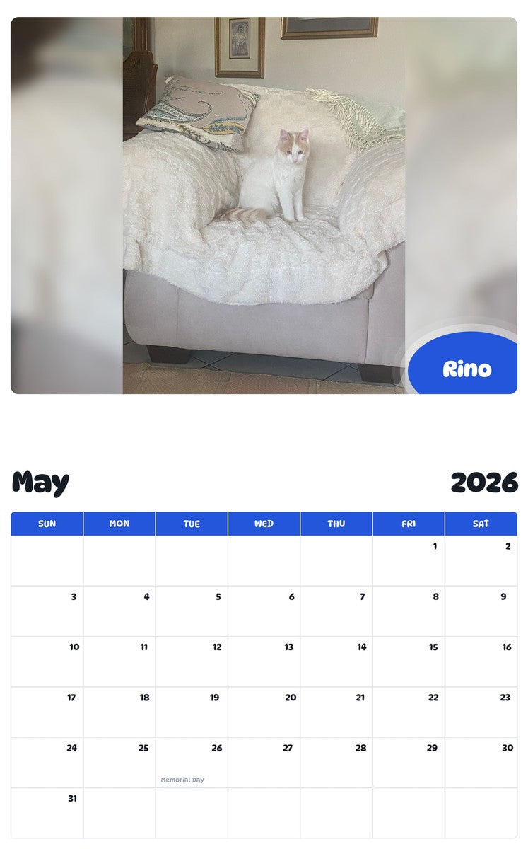 2026 - 2027 Rino - Pawidols Pet Calendar