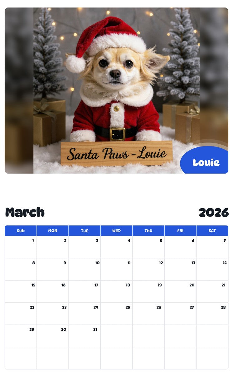 November 2025 - October 2026 Louie - Pawidols Pet Calendar
