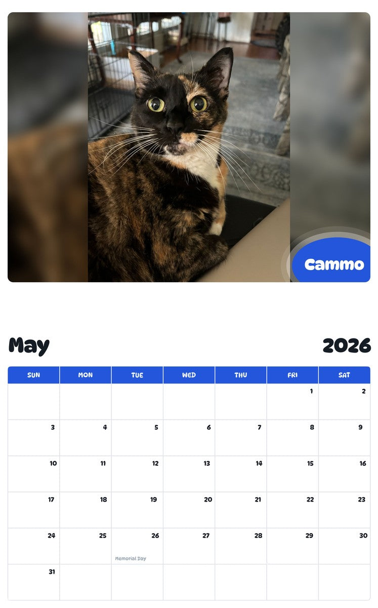 2026 - 2027 Cammo - Pawidols Pet Calendar