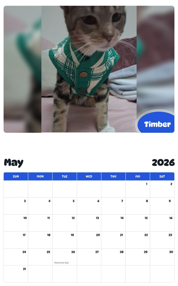 2026 - 2027 Timber - Pawidols Pet Calendar