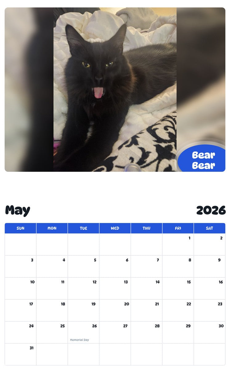 2026 - 2027 Bear Bear - Pawidols Pet Calendar